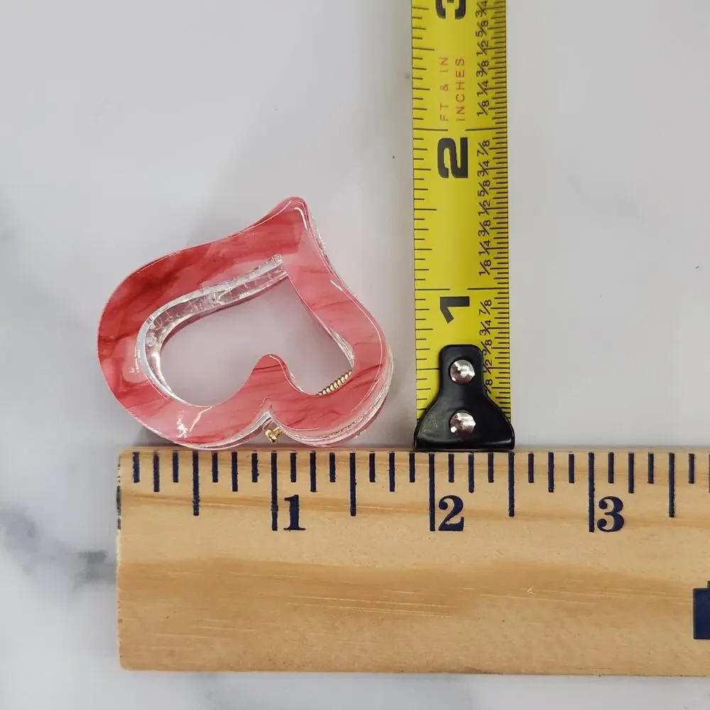 12 Heart Shaped Cutout Claw Clips Hair Accessories Multiple Colors Marble Swirl